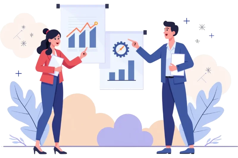 Illustration representing business growth through technology